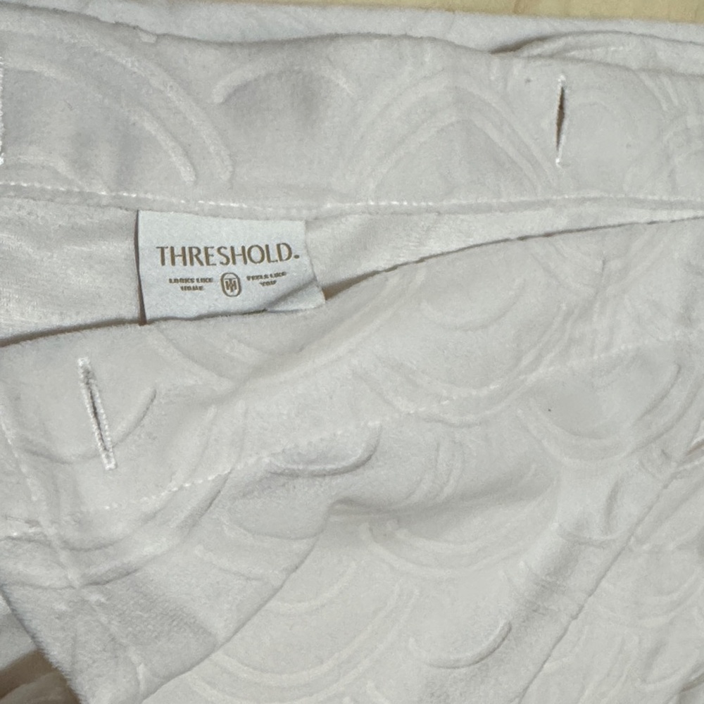 Threshold Cream Velvet Textured Scallop Standard Ivory Soft Shower Curtain